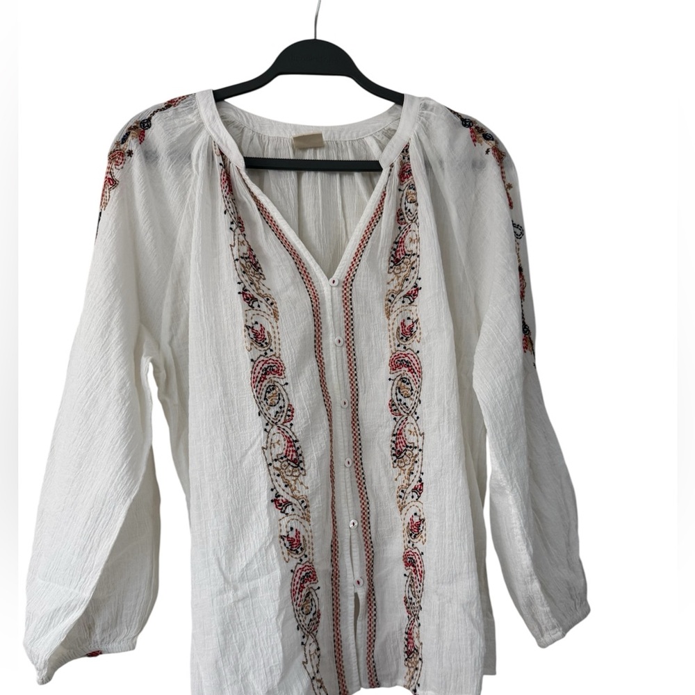 Good Hart White Embellished 3/4 Sleeve Blouse